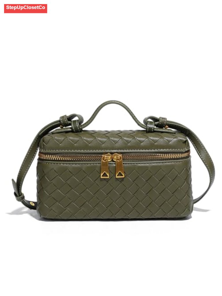 Women's Faux Leather Top Handle Crossbody Bag - Zip Closure, Removable Strap